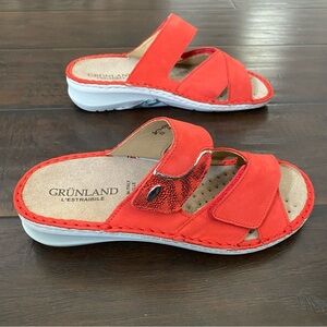New without box grunland made in Italy red and tan sandals women’s size 37